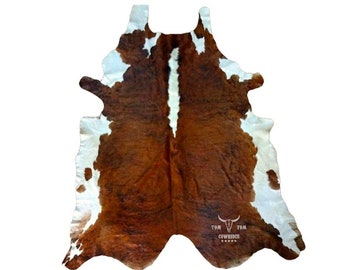 TRICOLOR EXOTIC  Large  New Cowhide Rug natural hair on - 7X6 ft size