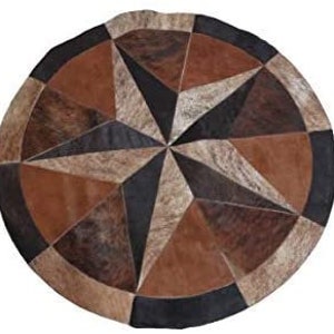 Round Cowhide Rug Tricolor Single Star 40" 3.3 ft - 5 ft 60" Round Cowhide Rug Tricolor Single Star 40" 3.3 ft - 5 ft 60"