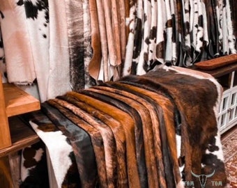 Cowhide Rug Combo Set Large Size 15 pcs Approx. size 6x6 Natural Leather Exclusive Wholesale Deal! Limited Stock