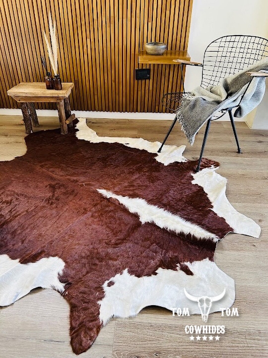 Cowhides Rug 7x6.5 Hereford Natural Leather Etsy