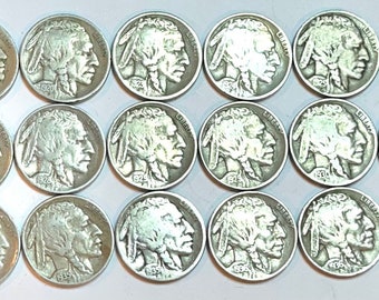 Buffalo Nickel Collection 1920-1938: 18 High Grade Vintage US Coins, Mintmarks D/S