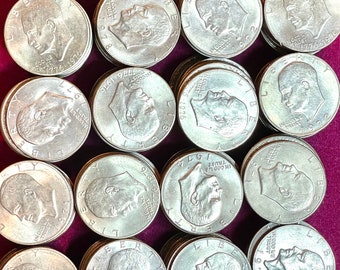 Jumbo Size Eisenhower Dollar Coins: 20 Mixed Dates 1971-1978 Roll (Includes 1976)