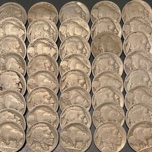 1920-1937 Buffalo 5c FULL Roll of (40) MIXED Dates and Mintmarks Buffalo Nickels - Many With Full Dates