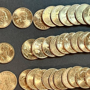 25 DOLLAR COINS Hand Selected Mixed Roll Of 25 Sacagawea Dollar Coins and Presidential 1 Gold Coins Mixed Unc & Circulated - Free Shipping
