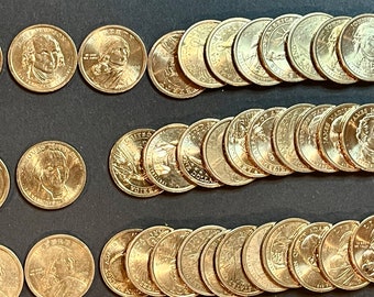 25 DOLLAR COINS Hand Selected Mixed Roll Of 25 Sacagawea Dollar Coins and Presidential 1 Gold Coins Mixed Unc & Circulated - Free Shipping