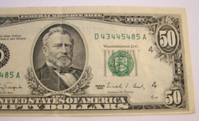 1993 50 Dollar Federal Reserve Note - Misprint Error, Ink Bleed - Etsy