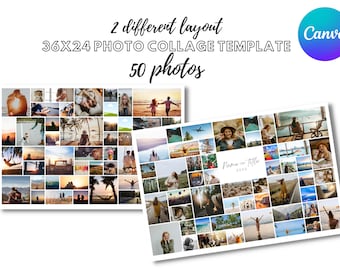 36x24 landscape Photo Collage Canva Template for 50 photos