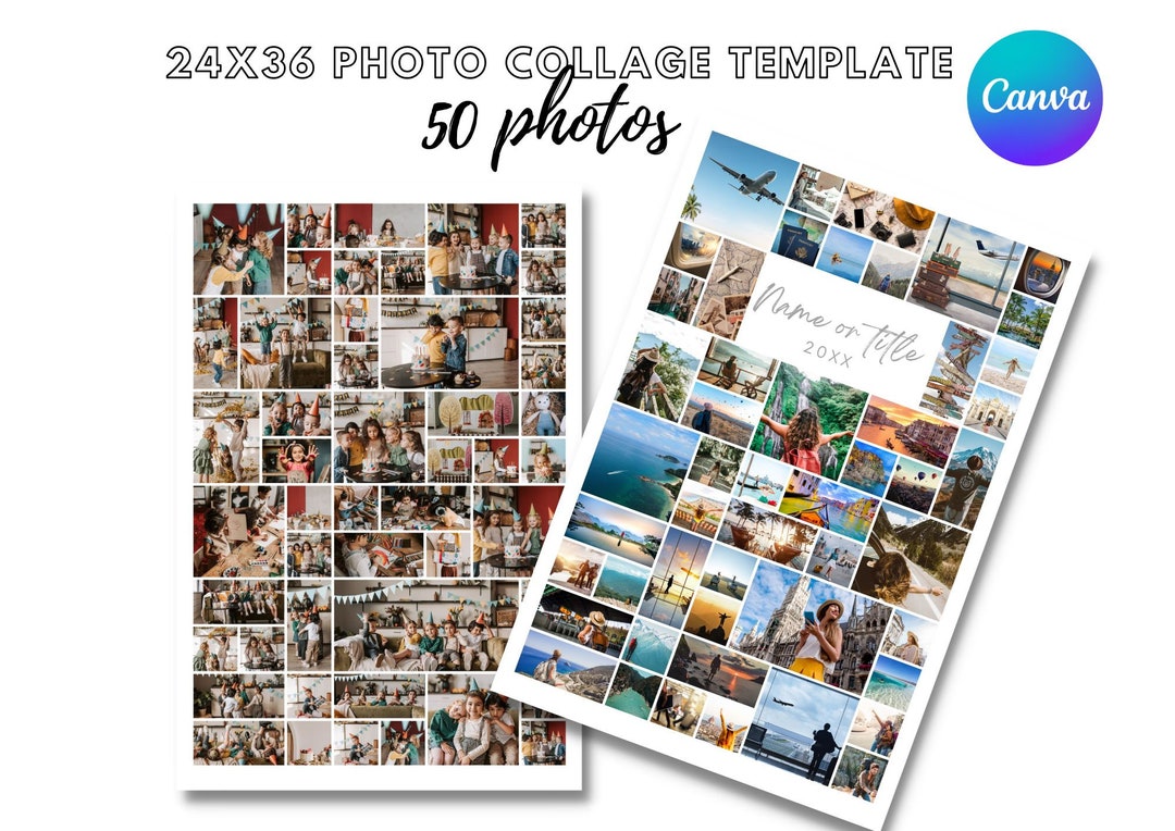 24x36 Photo Collage Canva Template for 50 Photos Etsy