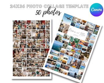 24x36 Photo Collage Canva Template for 50 photos