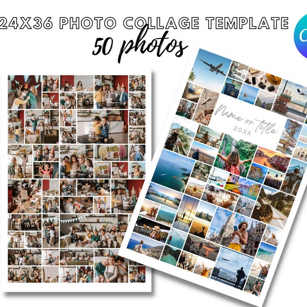 24x36 Photo Collage Canva Template for 50 photos