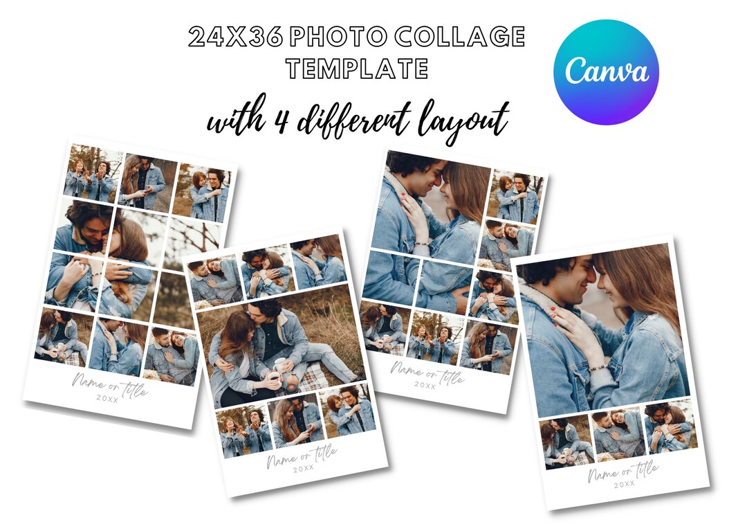 24x36 Photo Collage Canva Template With 4 Layouts - Etsy