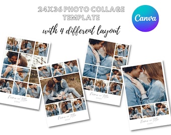 24x36 Photo Collage Canva Template with 4 layouts
