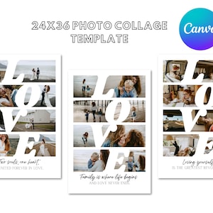 LOVE Brief Foto Collage Vorlage Canva | Foto Wand Kunst | Personalisiertes Geschenk für Paar, Familie, Hochzeit