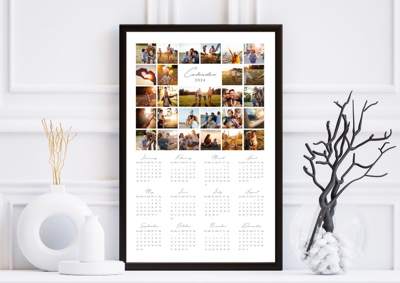 2024 Photo Wall Calendar Canva Template 24x36 Inches Fully Editable Etsy