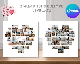 Modello tela collage cuore 24x24, collage d'amore