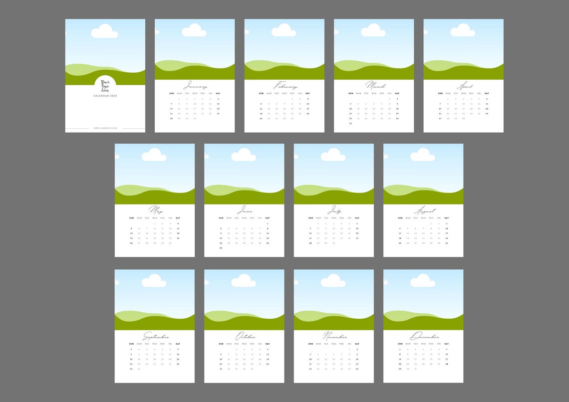 2024 Calendar Canva Template Fully Editable Etsy