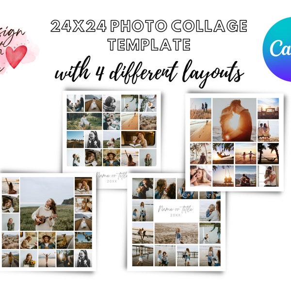 24x24 Square Collage Canva Template-100% editable