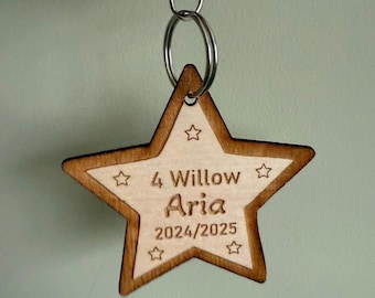 Personalized Leavers Plywood Keyring: End of Year Teacher Gift