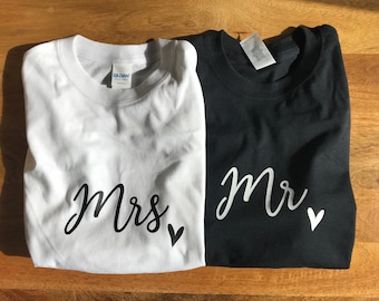 Personalized Mr and Mrs T-Shirts – Wedding Gift, Bride & Groom Tees