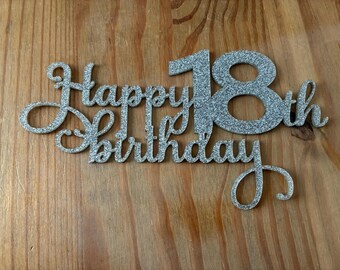 Personalized Birthday Cake Topper: Glitter Acrylic, Custom Age