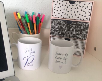 Personalized Teacher Mug: Thank You Gift, Custom Name