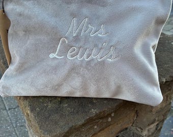 Custom Personalised Embroidered Velvet Accessory Pouch