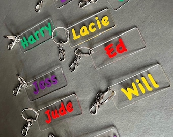 Custom Rectangle Personalised Keyring – Name Keychain for Kids, Teens & Adults