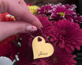 Personalized Heart Wine Glass Charms: Acrylic Wedding Place Cards