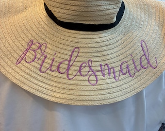Customizable Straw Beach Hat: Bride, Bridal Party Gift