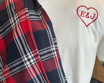 Custom Personalised Embroidered tartan PJ set