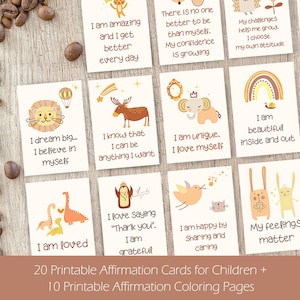 Affirmationskarten für Kinder zum Ausdrucken + 10 Affirmationskarten zum Ausdrucken | Kinder Affirmations Ermutigungskarten | Brotdose Notizen | Druckbar