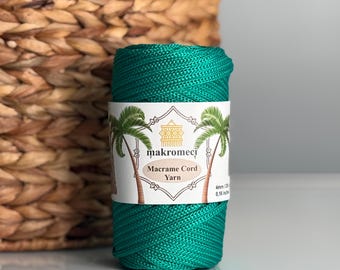Green Polyester Macrame Cord: 4mm, 180 ft for Crochet Bag