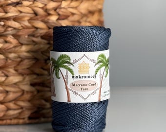 Cordón de macramé de poliéster antracita: 4 mm, 180 pies
