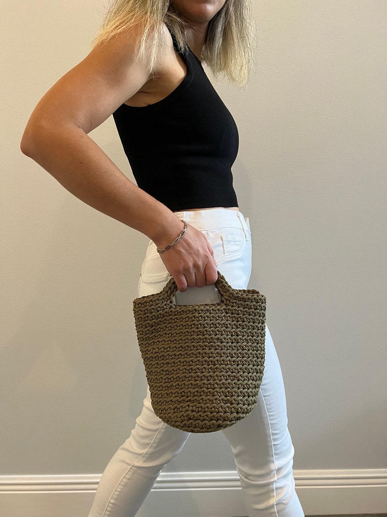 Crochet Tote Bag/Crochet Handbag 1st Color Khaki