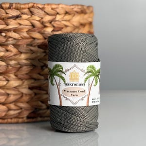 Gray Polyester Macrame Cord: 4mm, 180 ft for Crochet Bags