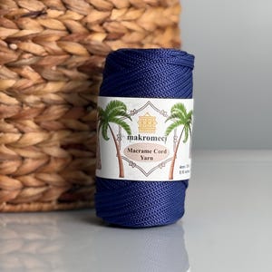 Navy Polyester Macrame Cord: 4mm, 55 mt for Crochet Bag