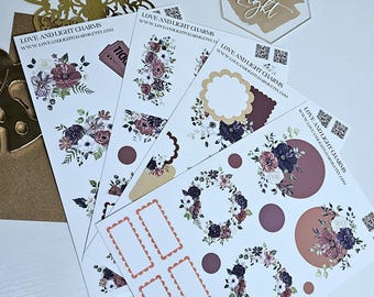 Pegatinas florales de otoño para planificador/pegatinas decorativas para diario