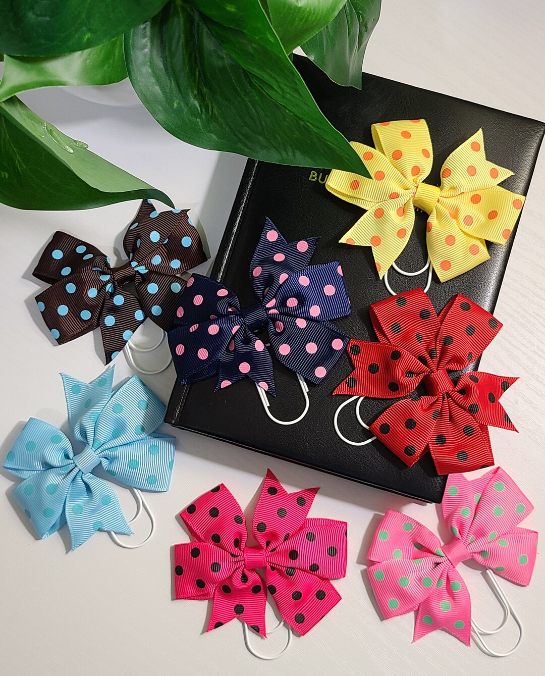 Polka Dot Bow Planner Clip Collection 2 Jumbo Paper Clip, Planner Clip