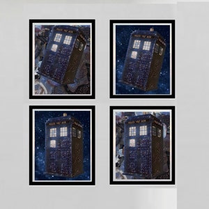 Set of 4, Tardis Print, Doctor Who Poster, Printable dr who wall art, tardis poster, dr who print, tardis art. Romantic, Starry night