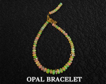 NATURAL ETHIOPIAN OPAL welo fire with great fortune quality aaa+ grade quality smooth rondelle beaded bracelet opal jewellery 4mm to 6mm