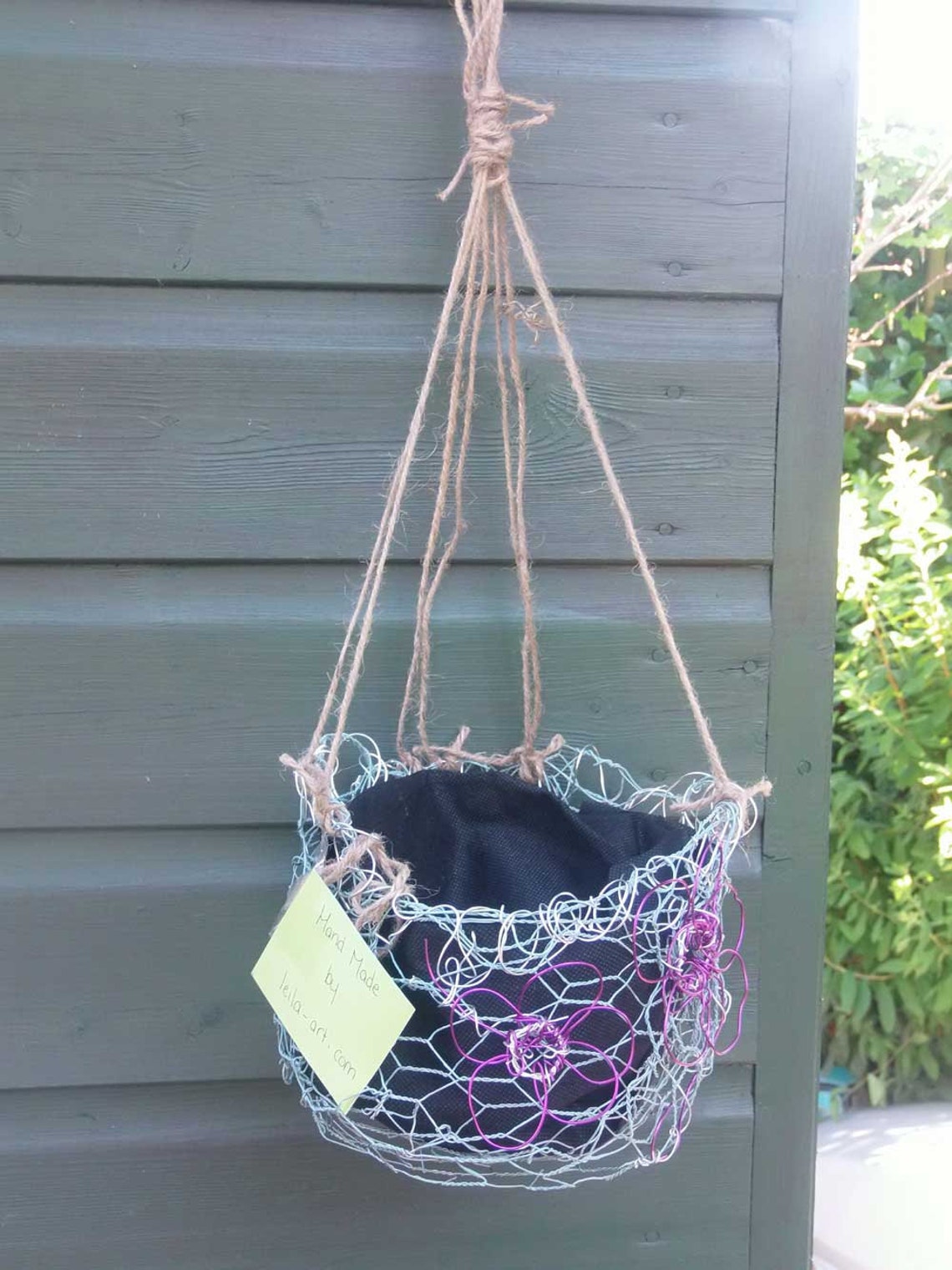 Wire hanging flower basket small Etsy