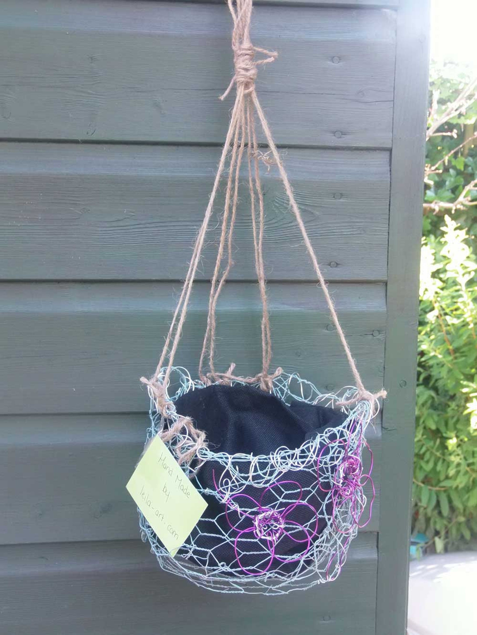 Wire hanging flower basket small Etsy