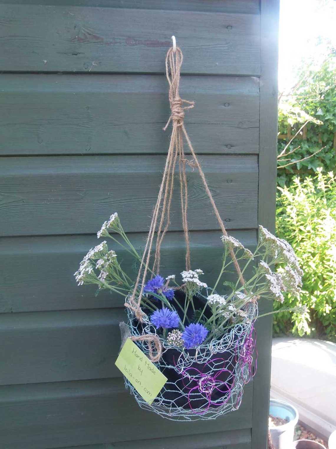 Wire hanging flower basket small Etsy