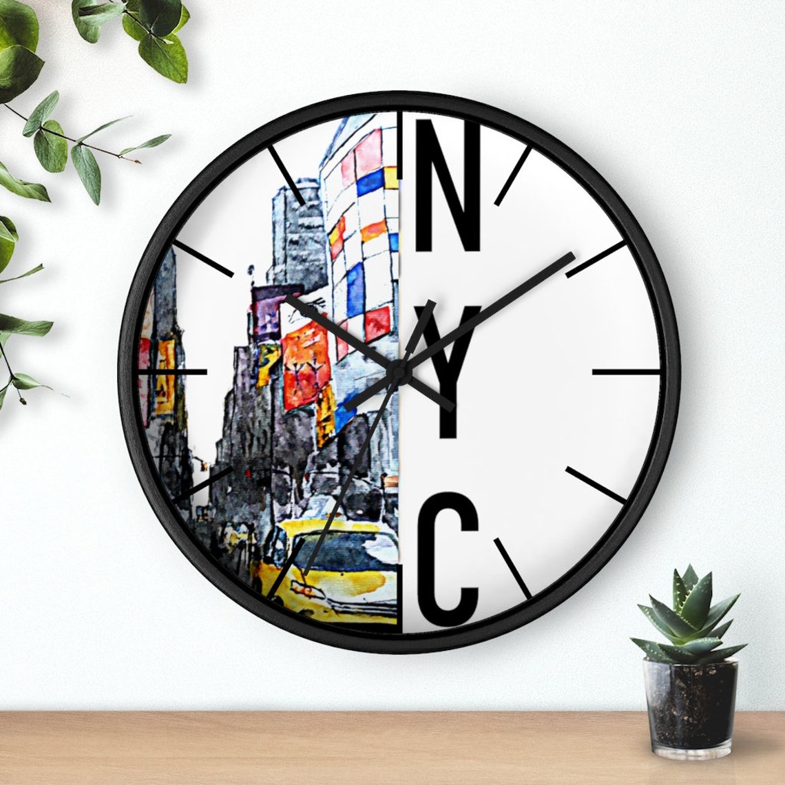 New York City Clock Wall clock sophisticated handpainted Etsy