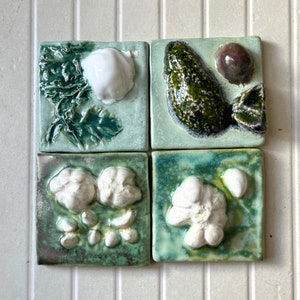 Handmade ceramic tile from series "Vegedecors" (wall art), mural tiles