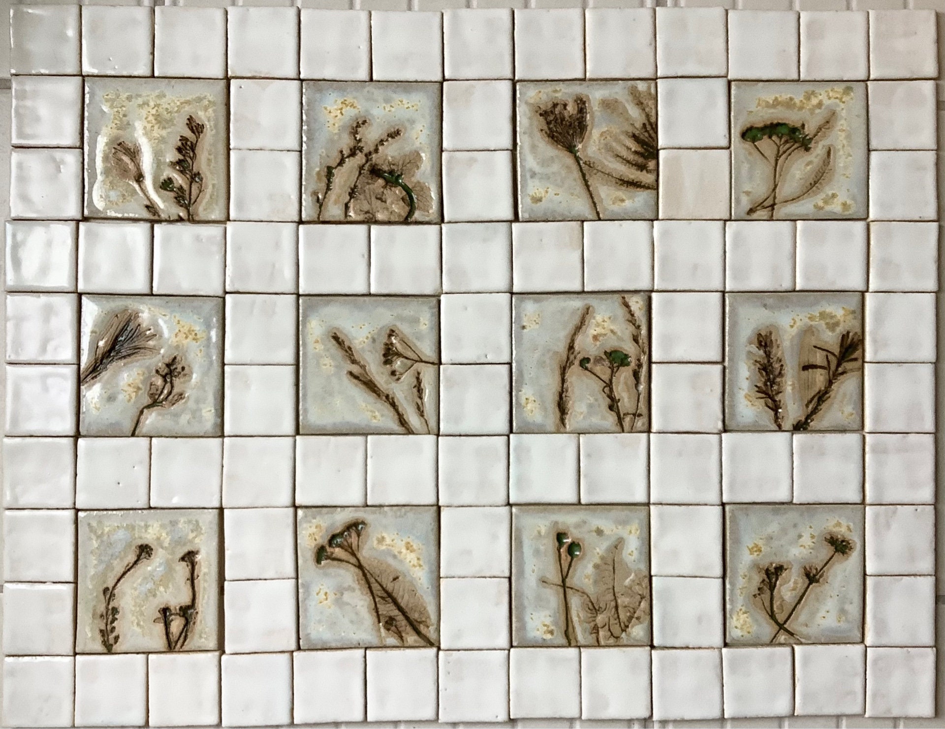 Tiles Set "Painted By Frost", Handmade White Tiles, Backsplash, Handicraft Tiles, New Style in Bathroom & Kitchen, Ceramic Decors