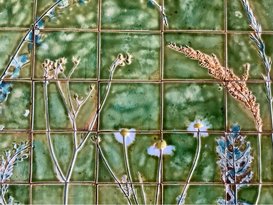 Tile Set summer Handmade Ceramic Tiles Plant Etsy