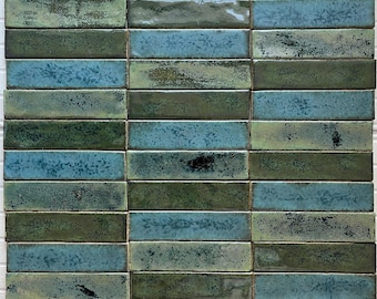 tiles, rectangular tiles, handmade ceramic tiles, mint handmade tiles, blue tiles, ceramic tiles, ceramic decors