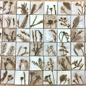 Tile set in porcelain white, white and beige, handmade wall tiles, wall tiles