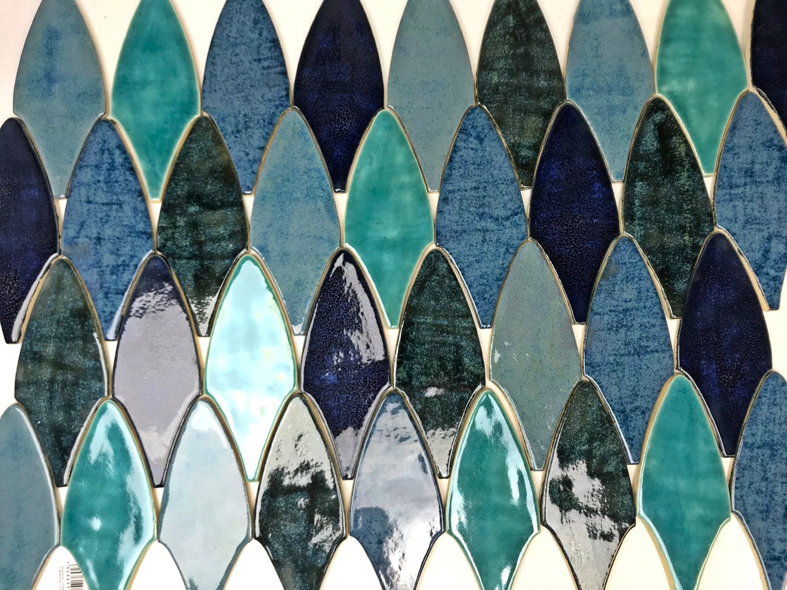 Tiles "Blue Dragon", Handmade Ceramic Tiles, Blue Multicolor Handicraft Tiles Inspired By Polish Tradition, Kitchen Design